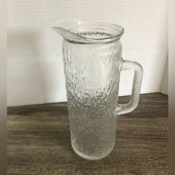 Vtg Bark Textured Glass Pitcher Rare - Picture 1 of 13